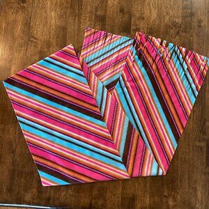 Old Navy Vintage Cozy Flannel Fringed Winter Scarf Multi Stripe NWOT!